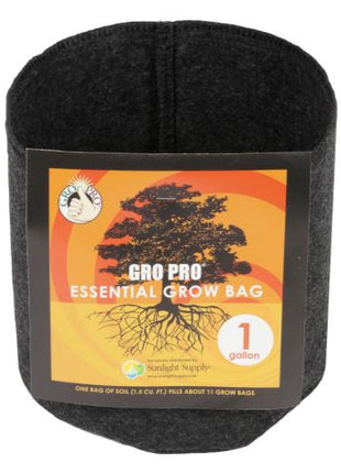 Gro Pro Essential Round Fabric Pot - Black 1 Gallon