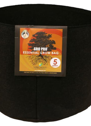 Gro Pro Essential Round Fabric Pot - Black 5 Gallon (90/Cs)