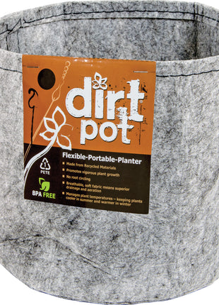 Dirt Pot Flexible Portable Planter, Grey, 1 gal, no handles