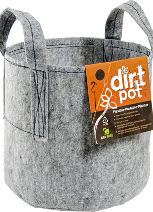 Dirt Pot Flexible Portable Planter, Grey, 200 gal, with handles