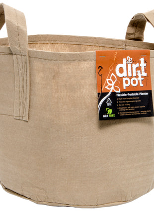 Dirt Pot Flexible Portable Planter, Tan, 5 gal, with handles